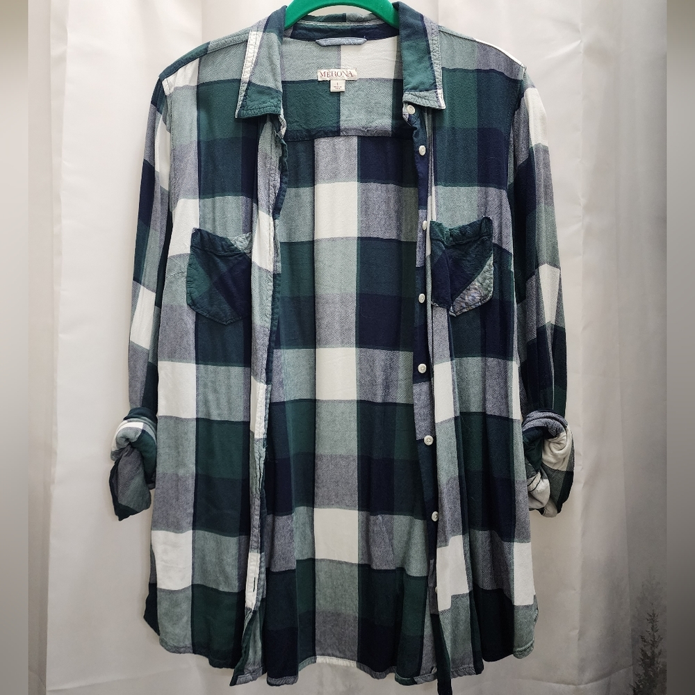 White & Green Flannel